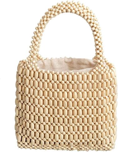 Handwoven Tote Bag for Women - Woven Drawstring Handbag - Bohemian Clutch & Summer Beach Bag in Saudi Arabia