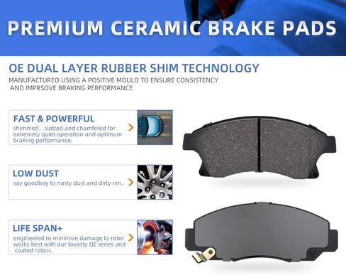 LODGE Ceramic Brake Pads Set 8PCS Front Rear Brake Fit for 2008-2009 Buick Allure/LaCrosse, 2006-2010 Chevy Impala, 2006-2007 Monte Carlo, Low Noise Low Dust (D1159 D698) in Saudi Arabia
