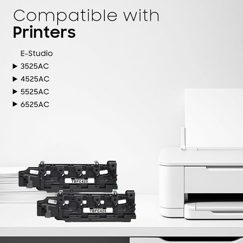 صندوق حبر نفايات TBFC425 TB-FC425 بديل عالي الإنتاجية متوافق مع طابعة Toshiba E-Studio 3525AC 4525AC 5525AC 6525AC (عبوة من قطعتين، 12000 صفحة) in Kuwait
