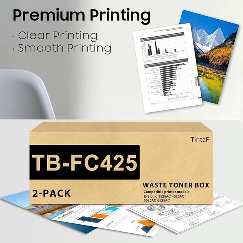 صندوق حبر نفايات TBFC425 TB-FC425 بديل عالي الإنتاجية متوافق مع طابعة Toshiba E-Studio 3525AC 4525AC 5525AC 6525AC (عبوة من قطعتين، 12000 صفحة) in Kuwait