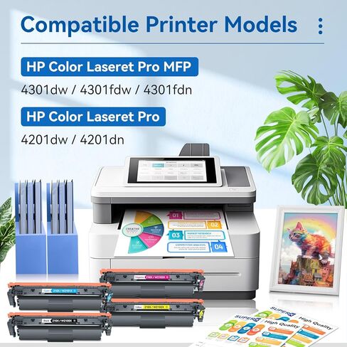 210X 210A Toner Cartridges 4 Pack Replacement for HP 210X 210A Compatible for HP Color Laserje Pro MFP 4301fdw Wireless MFP Pro 4301fdn 4201dw 4201dn Color Pro MFP 4301 4201 Series Printer (With Chip) in Kuwait