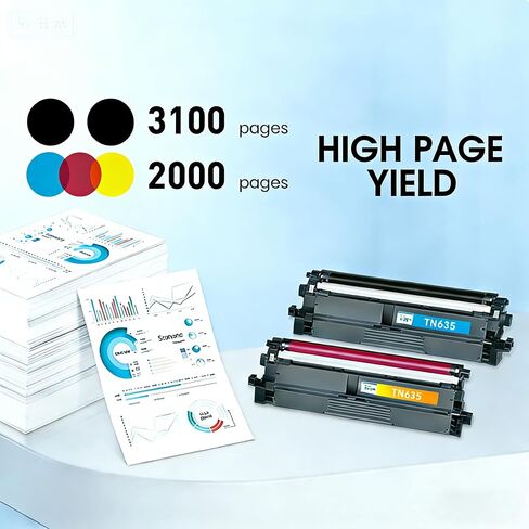 حبر TN635 TN 635 TN-635 متوافق مع خراطيش الحبر Brother TN635 TN-635 TN 635XL للطابعة MFC-L8930CDW HL-L8430CDW HL-L8430CDWT HL-L8570CDW MFC-L8730CDW MFC-L8970CDW MFC-EX575 4 عبوات in Kuwait