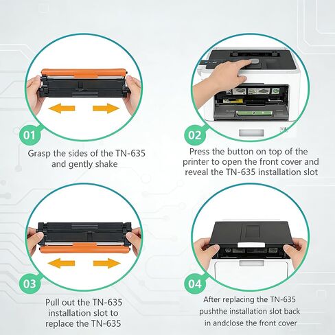 حبر TN635 TN 635 TN-635 متوافق مع خراطيش الحبر Brother TN635 TN-635 TN 635XL للطابعة MFC-L8930CDW HL-L8430CDW HL-L8430CDWT HL-L8570CDW MFC-L8730CDW MFC-L8970CDW MFC-EX575 4 عبوات in Kuwait