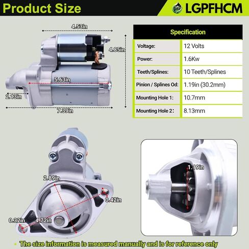 281000T290 4380001180 Starter Motor Fit for Toyota Corolla 2013 2014 2015 L4 1.8L for Infiniti QX30 2017-2019 for Mercedes-Benz B250 2015-2019 CLA250 2014-2020 12V 1.6KW 10T in Kuwait