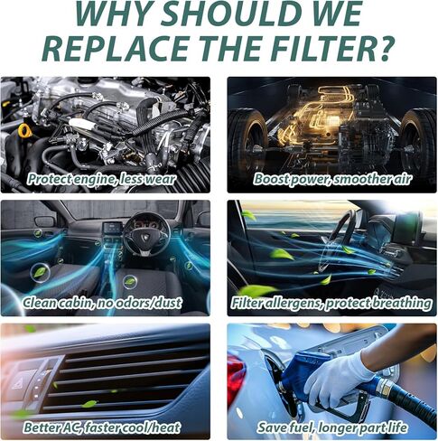 طقم فلتر هواء المحرك والمقصورة متوافق مع Acura RDX 2019-2025 استبدال # 17220-5MS-H00، CA12605، 80292-TF0-G01 in Kuwait