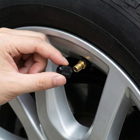 Tire Valve Stem Removal Tool Kit, 4 PCS Valve Cores, 4 PCS Tire Valves Caps, 1 Pack Single Head Valves Core Remover Installer Tool, Car Accessories Tires Repair Tools Universal for All Cars in Saudi Arabia