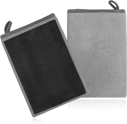 قطعتان من قفاز الطين، قفاز من الألياف الدقيقة عالي الجودة لتفصيل مناشف السيارة، قفازات ممحاة طين للتنظيف والتلميع خالية من الخدوش لسطح السيارة، وإكسسوارات السيارة (رمادي) in Kuwait