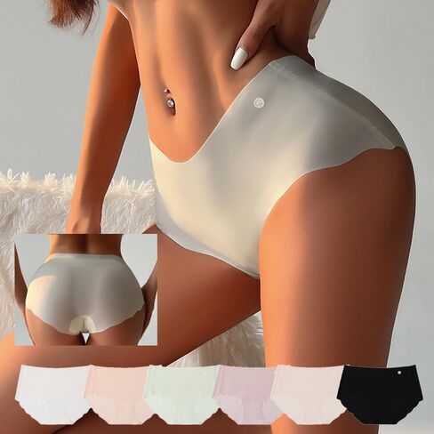 Women's Seamless Underwear 6 PCS, Panties Silky Invisible Hipster,Ultra-Thin Naked-Feel OnePiece Seamless Women's Briefs in Saudi Arabia