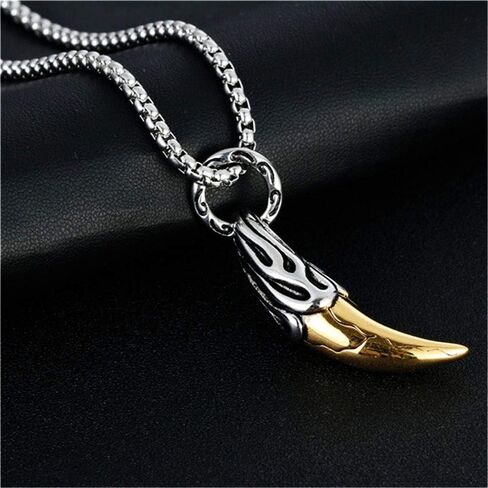 HUANIAN Men's Stainless Steel Necklace for Men Necklace Chain Spear Wolf Teeth Pendant,24" Chains in Kuwait