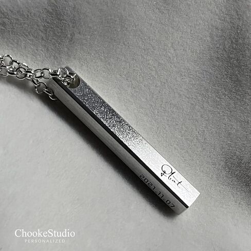 Personalized 3D Vertical Bar Necklace, Sterling Silver 4-Sided Engraved Name Pendant Coordinate Jewelry for Men, Custom Any Text Initial Necklace Gift for Women in Saudi Arabia