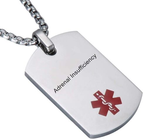 Adrenal Insufficiency Medical Necklace for Men Women - Stainelss Steel Name Allergies ICE Custom Dog Tag Medical ID Pendant Medic Alert Necklace Adrenal Insufficiency Jewelry for Man Woman in Saudi Arabia