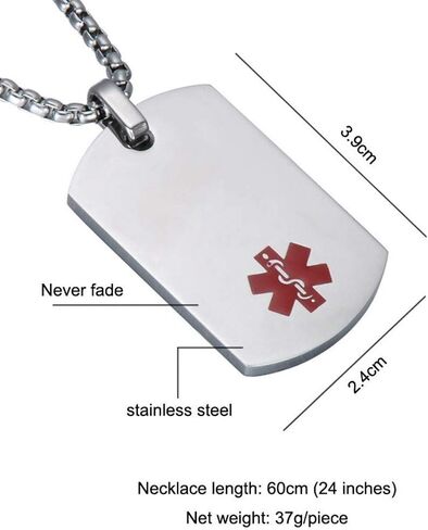 Adrenal Insufficiency Medical Necklace for Men Women - Stainelss Steel Name Allergies ICE Custom Dog Tag Medical ID Pendant Medic Alert Necklace Adrenal Insufficiency Jewelry for Man Woman in Saudi Arabia