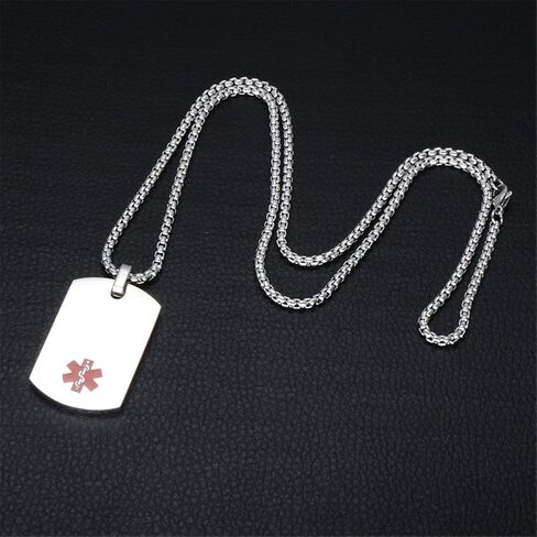 Adrenal Insufficiency Medical Necklace for Men Women - Stainelss Steel Name Allergies ICE Custom Dog Tag Medical ID Pendant Medic Alert Necklace Adrenal Insufficiency Jewelry for Man Woman in Saudi Arabia