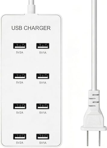 محطة شحن USB شاحن محمول شاحن حائط USB BlockSmart شحن مركز الطاقة لأجهزة متعددة 50 وات 10 منافذ شاحن سطح المكتب كتلة آمنة مدمجة لهاتف iPhone iPad المحمول والكمبيوتر اللوحي in Saudi Arabia