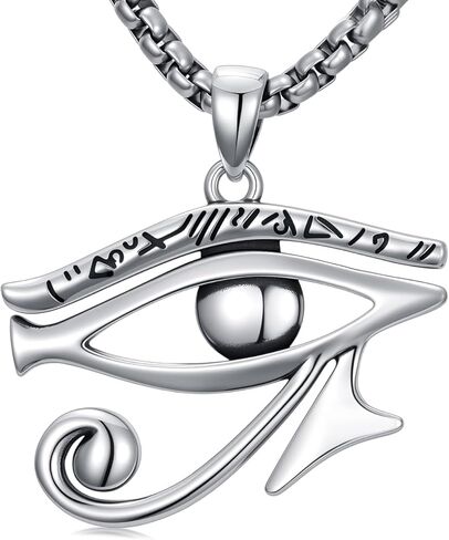 Eye of Horus Necklace 925 Sterling Silver Egyptian Eye of Horus Pendant Egyptian Symbol of Amulet Jewelry, w/Stainless Steel Chain 22"+2" in Saudi Arabia