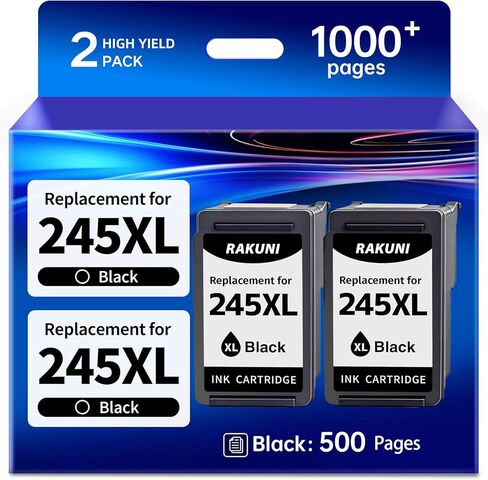 245XL Ink Cartridges Replacement for Canon ink 245 PG-245 PG-245XL Black Compatible with Canon Pixma MX490 MX492 MG2522 MG2524 TS3322 TR4527 TR4520 TS3120 for Cannon Printer Ink 245 XL (2 Pack) in Kuwait