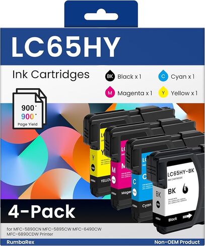LC65 LC65HY Ink Cartridges Set High-Yield LC65HYCL Replacement for Brother LC61 LC65 Ink Cartridges for MFC-490CW MFC-495CW MFC-6490CW MFC-6890CDW Printer Ink 4-Pack (BK/C/M/Y) in Saudi Arabia