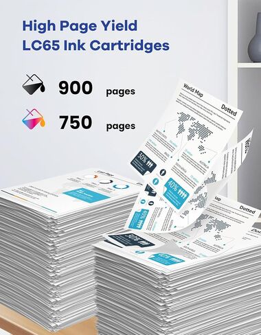 LC65 LC65HY Ink Cartridges Set High-Yield LC65HYCL Replacement for Brother LC61 LC65 Ink Cartridges for MFC-490CW MFC-495CW MFC-6490CW MFC-6890CDW Printer Ink 4-Pack (BK/C/M/Y) in Saudi Arabia