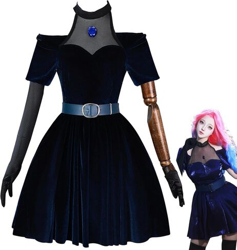 CR ROLECOS Alien Stage Mizi Cosplay Costume Women Velvet Mizi Dress Outfits Full Set Uniform for Halloween in Saudi Arabia