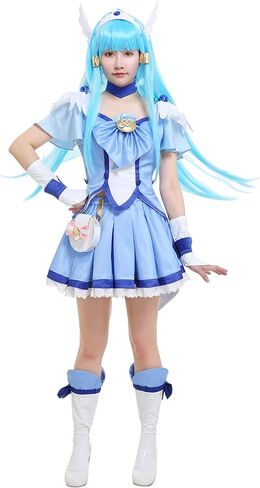 miccostumes Women's Costume Anime Witch Cosplay Light Blue DressCure Beauty Battlesuit Outfits with Waist Bag and Accessories in Saudi Arabia
