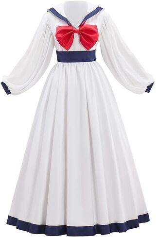 Women's Preppy Style Sailor Collar Costume Vintage Lolita JK Uniform Long Sleeves Casual White Retro Dresses in Kuwait