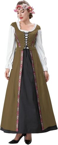 2pcs Renaissance Dress Women Medieval Costume Court Dress Victorian Regency Queen Princess Peasant dress in Saudi Arabia