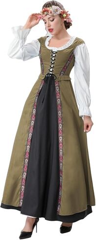 2pcs Renaissance Dress Women Medieval Costume Court Dress Victorian Regency Queen Princess Peasant dress in Saudi Arabia