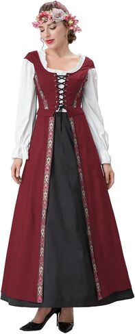 2pcs Renaissance Dress Women Medieval Costume Court Dress Victorian Regency Queen Princess Peasant dress in Saudi Arabia