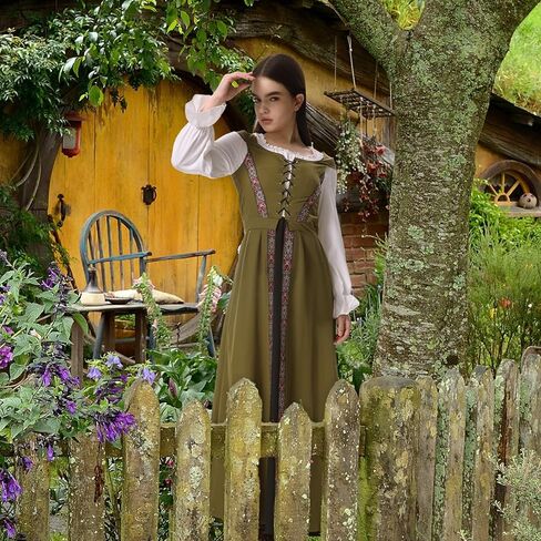 2pcs Renaissance Dress Women Medieval Costume Court Dress Victorian Regency Queen Princess Peasant dress in Saudi Arabia