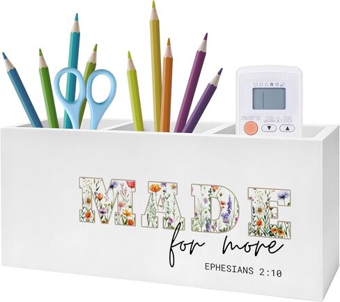 Inspirational Floral Bible Verses Pen Pencil Holder, Christian Office Desk Decor, Religious Scripture Pencil Pen Holder Organizer for Home Office, Desk Accessories for Women in Saudi Arabia