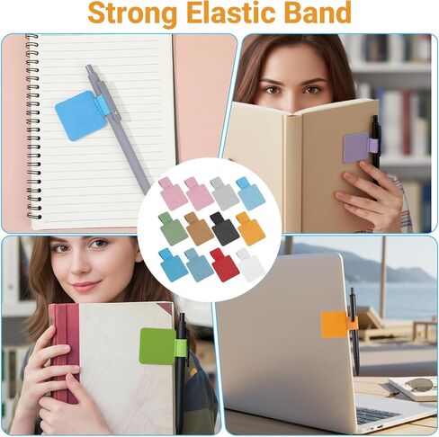12PCS Notebook Pen Loop Holder Set, Self-Adhesive Leather Pencil Holder Elastic Design for Notebooks Journals Calendars with 11 Colors in Kuwait