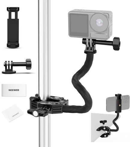 NEEWER Flexible Phone Holder with Cold Shoe for Ring Light, LED Video Light, 2.56"-3.74"/6.5-9.5cm 360° Cellphone Clamp, Compatible with iPhone 15 Pro Max Galaxy S24 Ultra Huawei, SP-09 in Saudi Arabia