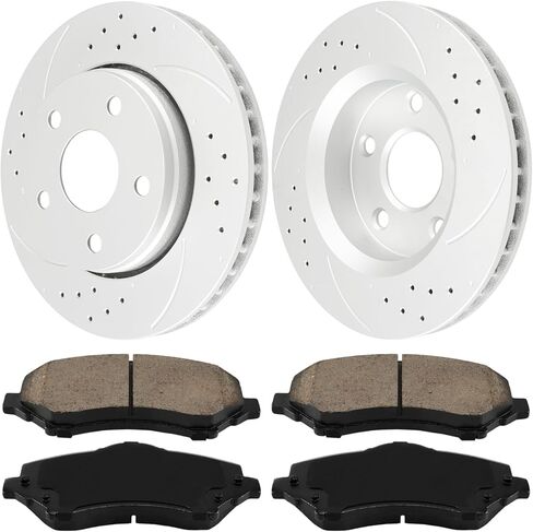 KAC Front Drilled and Slotted Brake Kit Rotors and Ceramic Pads 6pcs Replacement for Wrangler 2007-2017, Wrangler JK 2018 53040+D1273 in Saudi Arabia