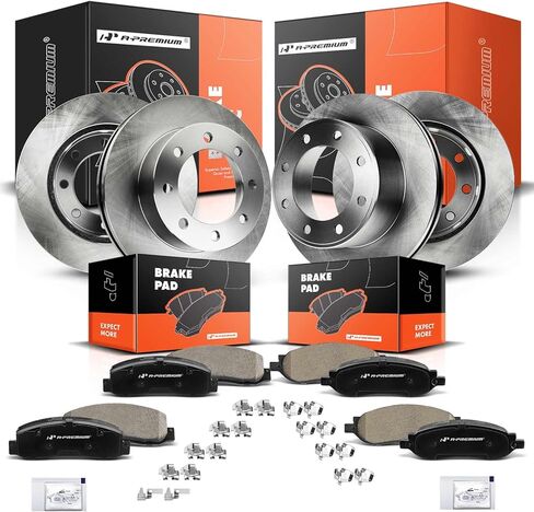 A-Premium Front & Rear Vented Disc Brake Rotors + Ceramic Pads Kit Compatible with Select Ford Models - For F-250 Super Duty/F-350 Super Duty 2005 2006 2007, 12-PC Set in Saudi Arabia