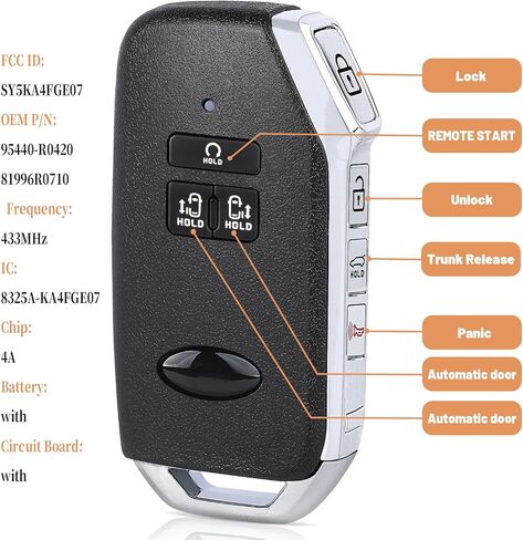 KEYECU Smart Remote Key Fob Replacement for Kia Carnival 2022 2023 2024 Keyless Entry Remote Start Car Key 433MHz 4A Chip FCC ID: SY5KA4FGE07, P/N: 95440-R0420 in Saudi Arabia