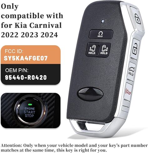 KEYECU Smart Remote Key Fob Replacement for Kia Carnival 2022 2023 2024 Keyless Entry Remote Start Car Key 433MHz 4A Chip FCC ID: SY5KA4FGE07, P/N: 95440-R0420 in Saudi Arabia