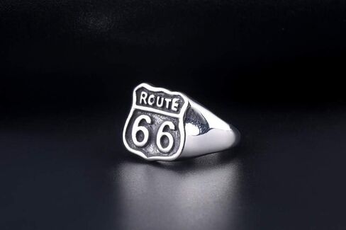 Vintage Route 66 Stainless Steel Ring for Men, Retro American Highway Biker Jewelry Bikering Gift in Saudi Arabia