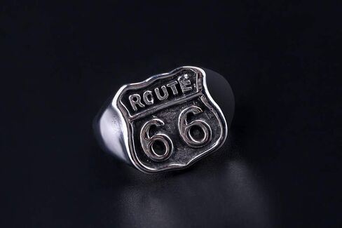 Vintage Route 66 Stainless Steel Ring for Men, Retro American Highway Biker Jewelry Bikering Gift in Saudi Arabia
