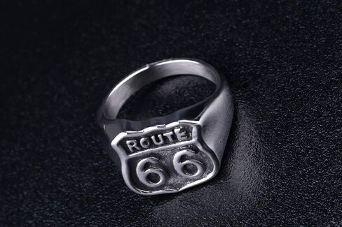 Vintage Route 66 Stainless Steel Ring for Men, Retro American Highway Biker Jewelry Bikering Gift in Saudi Arabia