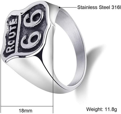 Vintage Route 66 Stainless Steel Ring for Men, Retro American Highway Biker Jewelry Bikering Gift in Saudi Arabia