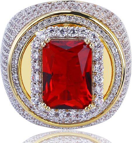 خاتم عصري مثلج ومطلي بالذهب عيار 18 قيراط ومزين بأحجار الهيب هوب من الألماس المقلد للرجال in Kuwait