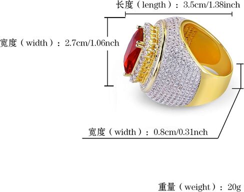خاتم عصري مثلج ومطلي بالذهب عيار 18 قيراط ومزين بأحجار الهيب هوب من الألماس المقلد للرجال in Kuwait