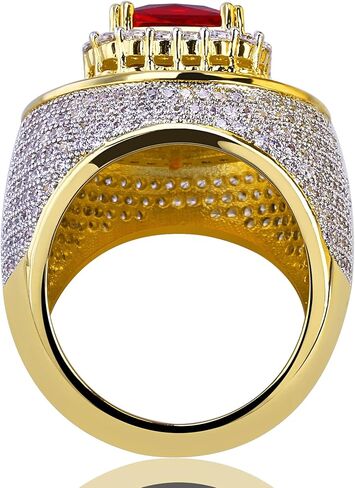 خاتم عصري مثلج ومطلي بالذهب عيار 18 قيراط ومزين بأحجار الهيب هوب من الألماس المقلد للرجال in Kuwait