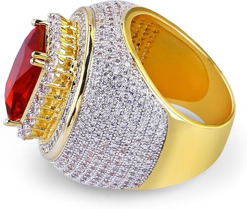 خاتم عصري مثلج ومطلي بالذهب عيار 18 قيراط ومزين بأحجار الهيب هوب من الألماس المقلد للرجال in Kuwait