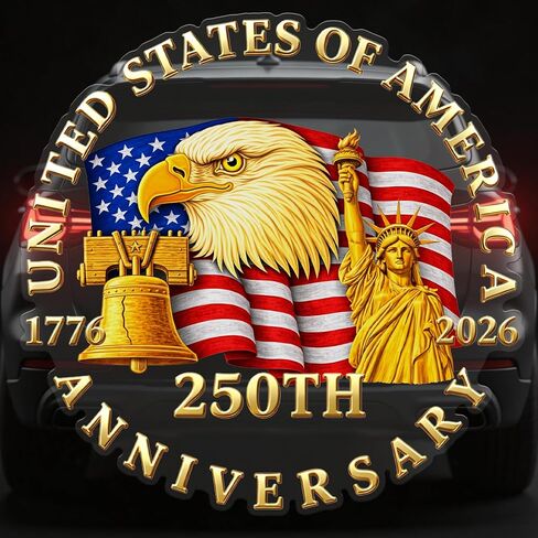 ديكورات السيارات للذكرى السنوية الـ 250 لـ Probsin 1776–2026 250 عامًا من الحرية ملصقات سيارات نسر الولايات المتحدة الأمريكية ملصقات نافذة جدارية فنية قابلة للإزالة من الفينيل لتزيين العطلات للسيارة الداخلية والخارجية والنافذة والجدار وديكور الباب in Kuwait