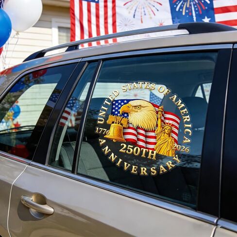 ديكورات السيارات للذكرى السنوية الـ 250 لـ Probsin 1776–2026 250 عامًا من الحرية ملصقات سيارات نسر الولايات المتحدة الأمريكية ملصقات نافذة جدارية فنية قابلة للإزالة من الفينيل لتزيين العطلات للسيارة الداخلية والخارجية والنافذة والجدار وديكور الباب in Kuwait