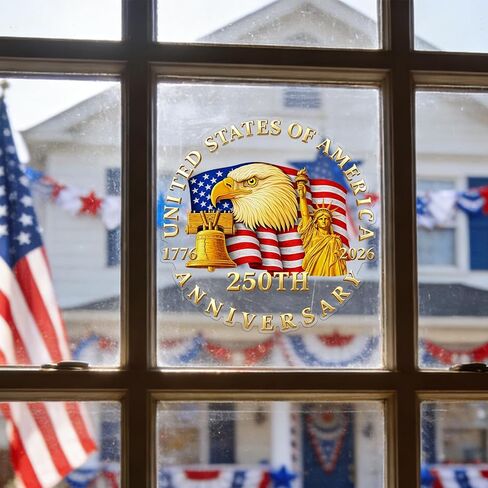 ديكورات السيارات للذكرى السنوية الـ 250 لـ Probsin 1776–2026 250 عامًا من الحرية ملصقات سيارات نسر الولايات المتحدة الأمريكية ملصقات نافذة جدارية فنية قابلة للإزالة من الفينيل لتزيين العطلات للسيارة الداخلية والخارجية والنافذة والجدار وديكور الباب in Kuwait