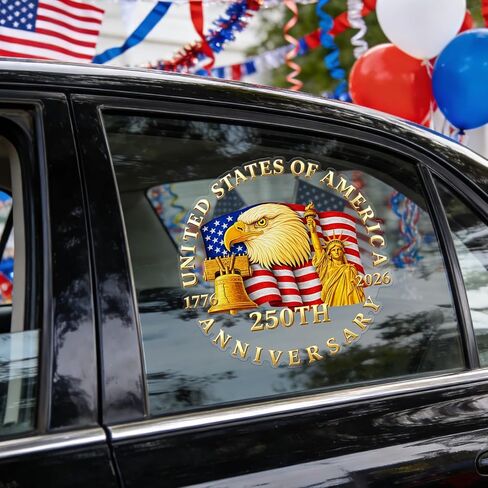 ديكورات السيارات للذكرى السنوية الـ 250 لـ Probsin 1776–2026 250 عامًا من الحرية ملصقات سيارات نسر الولايات المتحدة الأمريكية ملصقات نافذة جدارية فنية قابلة للإزالة من الفينيل لتزيين العطلات للسيارة الداخلية والخارجية والنافذة والجدار وديكور الباب in Kuwait