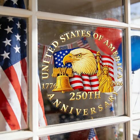 ديكورات السيارات للذكرى السنوية الـ 250 لـ Probsin 1776–2026 250 عامًا من الحرية ملصقات سيارات نسر الولايات المتحدة الأمريكية ملصقات نافذة جدارية فنية قابلة للإزالة من الفينيل لتزيين العطلات للسيارة الداخلية والخارجية والنافذة والجدار وديكور الباب in Kuwait