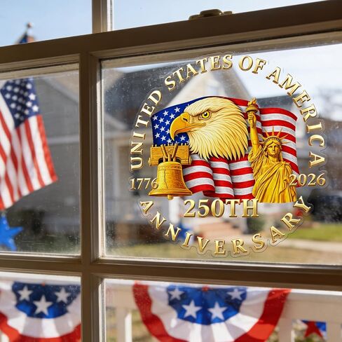 ديكورات السيارات للذكرى السنوية الـ 250 لـ Probsin 1776–2026 250 عامًا من الحرية ملصقات سيارات نسر الولايات المتحدة الأمريكية ملصقات نافذة جدارية فنية قابلة للإزالة من الفينيل لتزيين العطلات للسيارة الداخلية والخارجية والنافذة والجدار وديكور الباب in Kuwait
